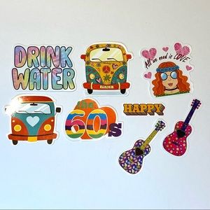 2/$10 VSCO Sticker Set Hippy Hippie 60’s VW Bus Tie Dye Flower Child Love Guitar